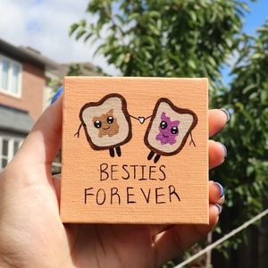 Handmade 3x3inch Mini Canvas, and free wood easel